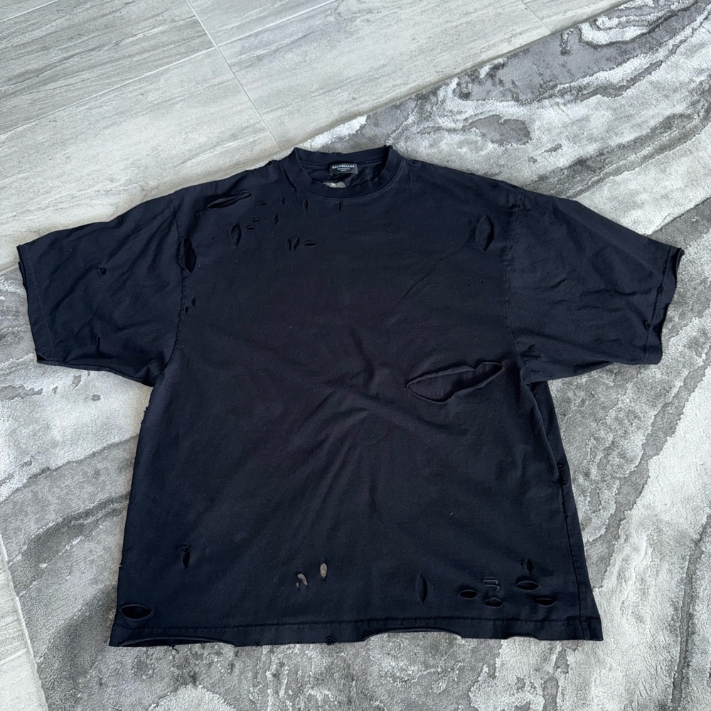 Black Balenciaga Distressed Men's Shirt